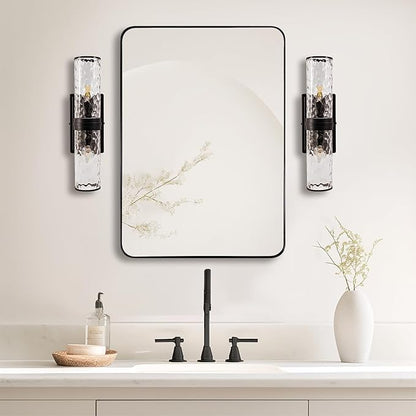 ANDY STAR Wall Mirror for Bathroom, Modern Rounded Rectangle Metal Frame Mirror by ANDYSTAR