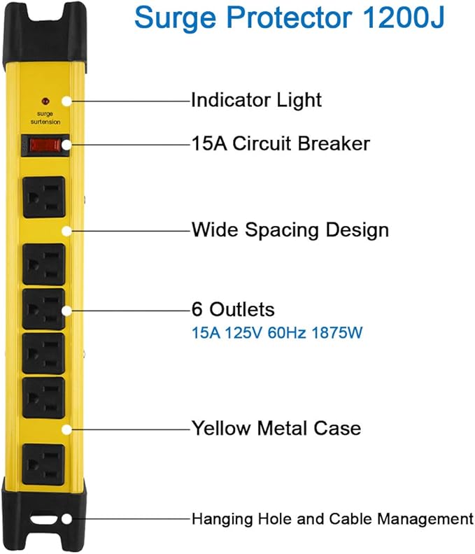 CCCEI Heavy Duty Power Strip Surge Protector - Image 2