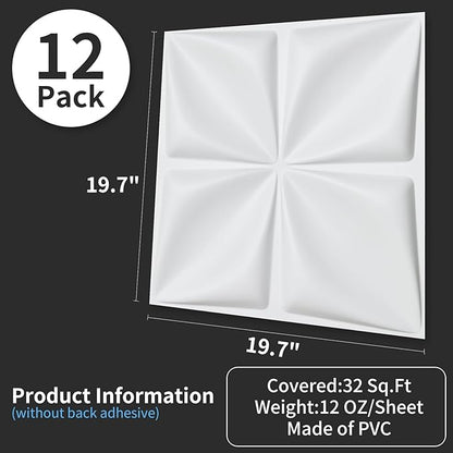 Art3d 19.7" x 19.7" 3D Wall Panels Lucky Leaves PVC Wall Panel - Image 3