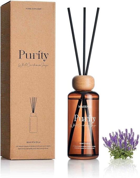 M&SENSE White Cardamom Sage Reed Diffuser: 6.3 fl oz Non-Toxic Aroma Set by MSENSE