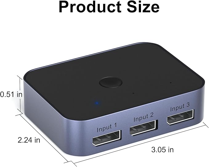 Y.D.F 8K@60Hz DisplayPort Switcher 3 in 1 Out DP1.4 32.4Gbps Data Transfer - Image 4