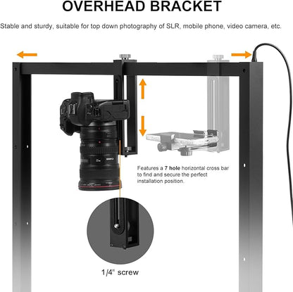 Overhead Camera Mount with Light LED 5600K Continuous -Top-Down Shooting Desk - Image 4