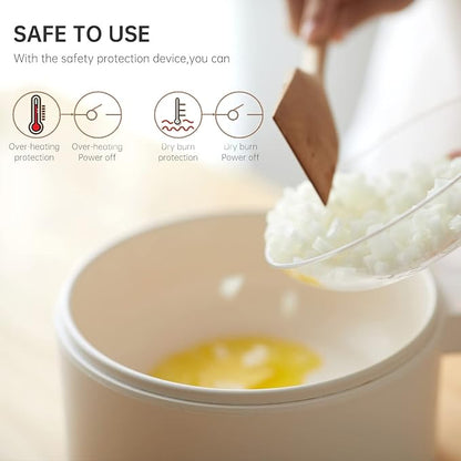 olakys. Electric Hot Pot with Steamer, 1.5L Ceramic Glaze Non-stick Portable Pot - Image 4