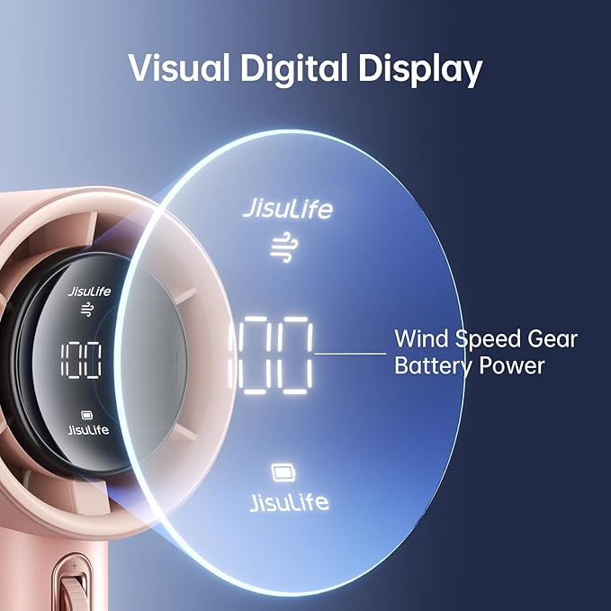 JISULIFE Portable Handheld Fan, Speed Adjustable Turbo Mini and 3600mAh Battery - Image 3
