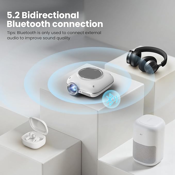 HOMPOW Mini Projector with Two -Way Bluetooth, Portable Projector - Image 4