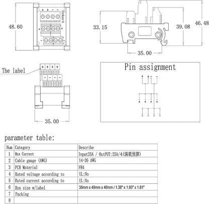 ANMBEST 2 in 4 Out Terminal Blocks Module, DIN Rail and Panel Mounting Power - Image 5