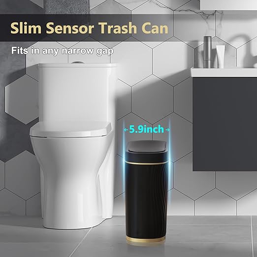 Bathroom Small Trash Can 2 Gallon Black Sensor Garbage Can - Image 3