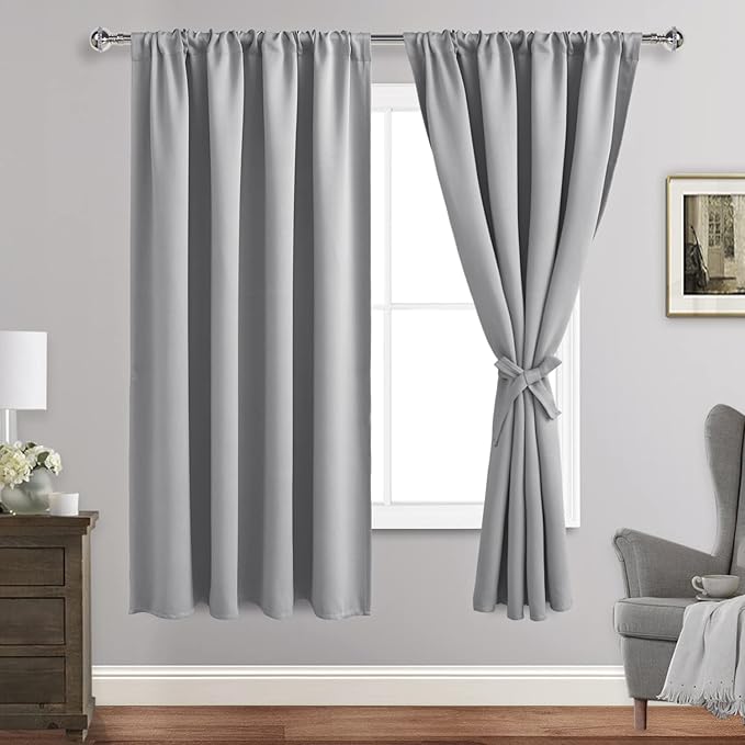 JIUZHEN Silver Grey Curtains for Bedroom by JIUZHEN