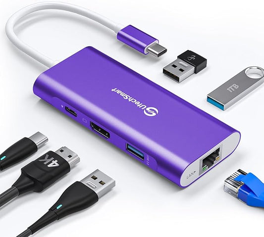 UtechSmart USB C Hub, Ethernet Multiport Adapter 6 in 1 USB C to HDMI Dock by UtechSmart