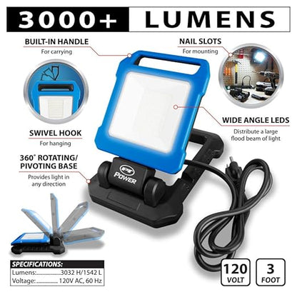 Performance Tool W2233 3000+ LM 120V LED Work Light - Image 4