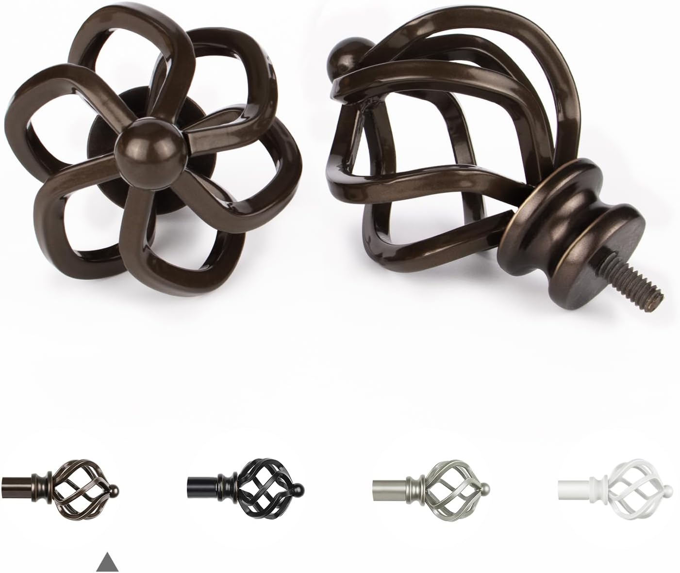 KAMANINA Double Curtain Rods for Windows 72 to 144 Inches Bronze | Heavy Duty 7/8 In, Adjustable, Long Dual Drapery Rod for Living Room, Bedroom, Easy Install, Decorative Twisted Cage Finials