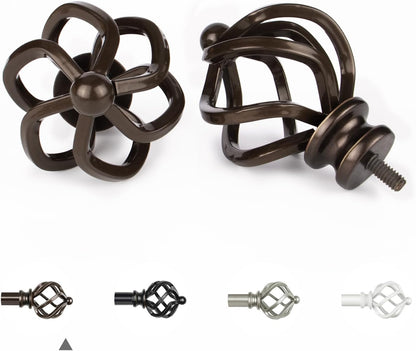 KAMANINA Double Curtain Rods for Windows 72 to 144 Inches Bronze | Heavy Duty 7/8 In, Adjustable, Long Dual Drapery Rod for Living Room, Bedroom, Easy Install, Decorative Twisted Cage Finials