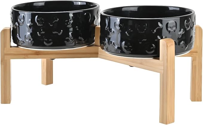 SPUNKYJUNKY Elevated Dog Bowls Ceramic, 7.3'' Dogs Food Water Bowls Raised - 42 by SPUNKYJUNKY