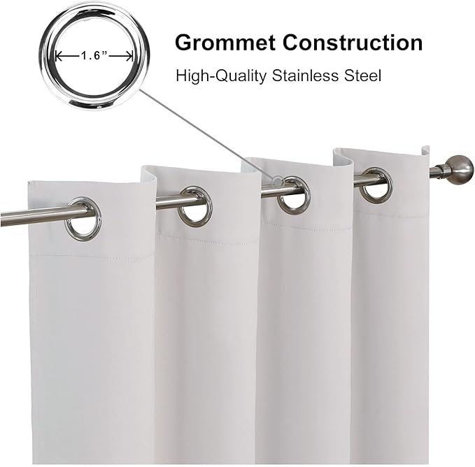 CUCRAF Grayish White Blackout Curtains 54 Inches Long, Thermal Insulated Noise - Image 3
