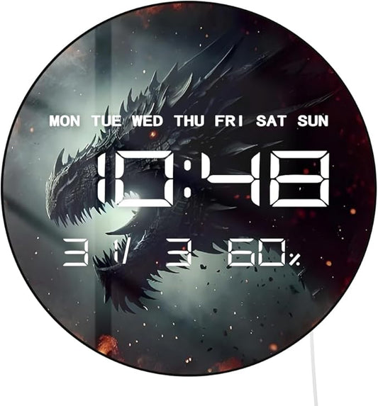 Timethink 12 Inch Evil Dragon LED Digital Wall Clock Large Display, Dark by Timethink