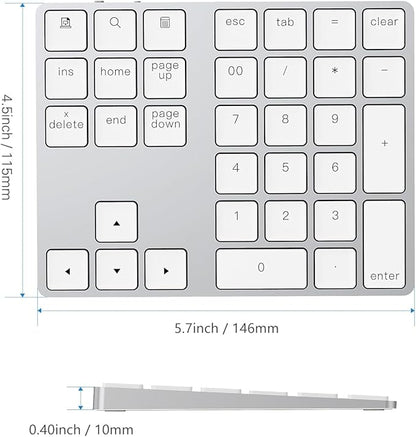 Lekvey Bluetooth Number Pad, Aluminum Rechargeable Wireless Numeric Keypad Slim - Image 9