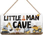 Little Man Cave Sign for Boys Construction Trucks Wooden Door Wall Hanging | Little Man Cave Sign, Gamer Room Decor For Boys, Nursery Decor Rustic Baby Room Toddler Boy Gamer Decor