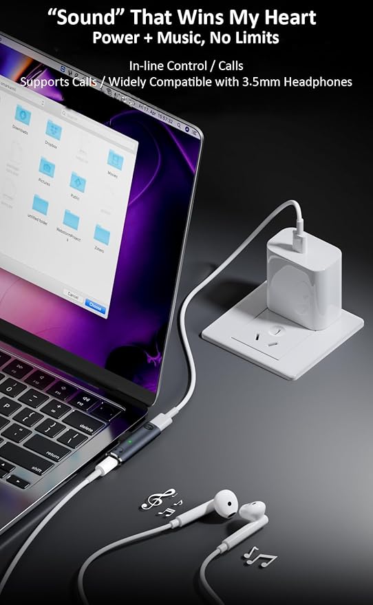 Mizi 2025 Upgraded USB-C to 3.5mm Headphone & Charger Adapter – 2-in-1 Type-C - Image 6