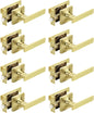 Mengico 8 Pack Passage Door Levers Gold Finish, No-Locking Keyless Square Door by Mengico