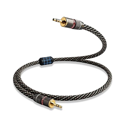 Audiophile HiFi Audio Cable–3.5mm to 3.5mm, 6N OFC Core, 24K Gold-Plated Plugs by YYTCG