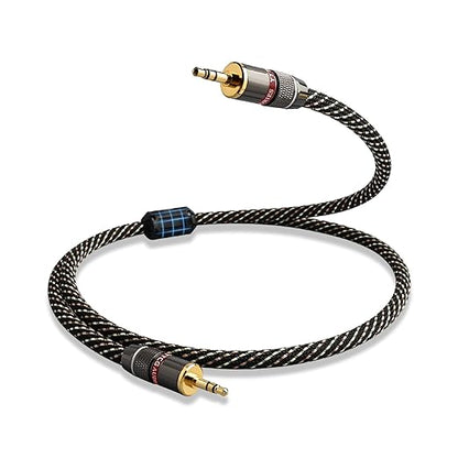Audiophile HiFi Audio Cable–3.5mm to 3.5mm, 6N OFC Core, 24K Gold-Plated Plugs by YYTCG