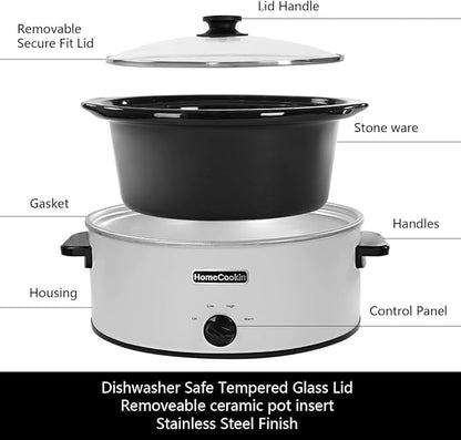 HOMECOOKIN 7 Quart Slow Cooker Oval Manual Pot Food Warmer - Image 3
