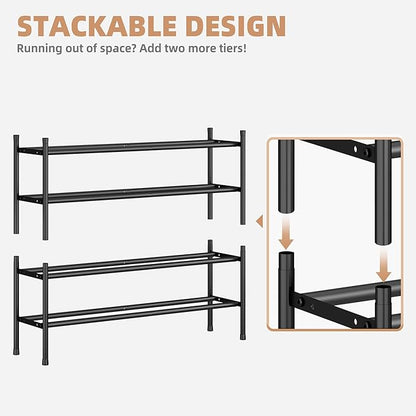STORAGE MANIAC Long Expandable Shoe Rack, 24 Pairs Metal Wide Stackable Shoe - Image 3