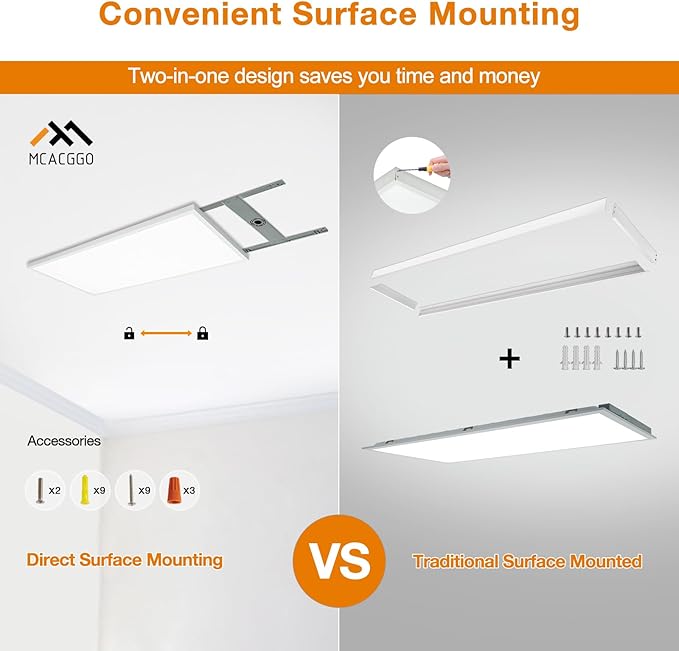 Mcacggo 4-Pack 2x4 FT LED Flat Panel Light Surface Mount 5000K-4000K-3000K - Image 2