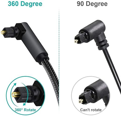 EMK 90 Degree Toslink Optical Cable 360 Degree Free-Rotating Plug Fiber Optic - Image 5