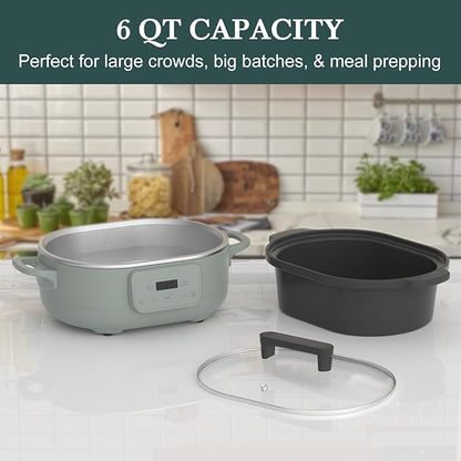 6 Quart Programmable Slow Cooker Removable Healthy Nonstick Pot - Image 4