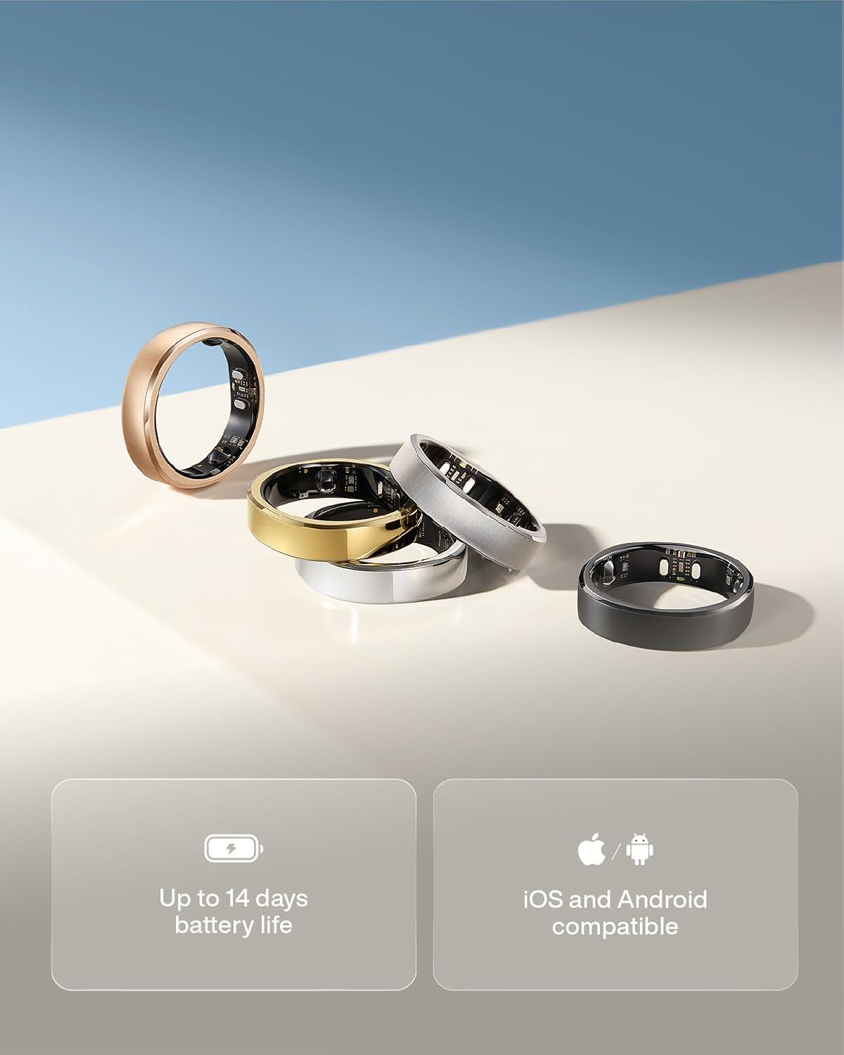 RingConn Gen 3 Smart Ring - Vascular Trends(Size 9, Matte Black)
