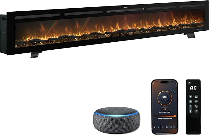 95 Inch WiFi-Enabled Recessed Electric Fireplace Inserts by Mystflame