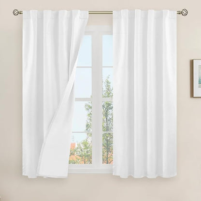 LAMIT Natural 100% Blackout Linen Curtains, 54 Inches Linen Textured Thermal by LAMIT