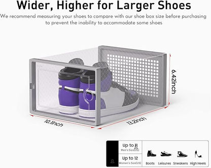 Kuject X-Large Shoe Storage Boxes Organizers Clear Plastic Stackable 12 Pack - Image 2