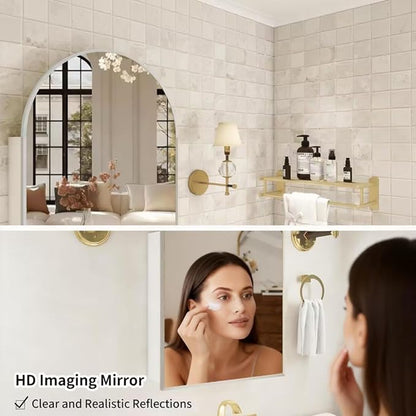 24x36 Inch Arch Bathroom Mirror Medicine, Brushed Silver Wall Mounted Bathroom - Image 4