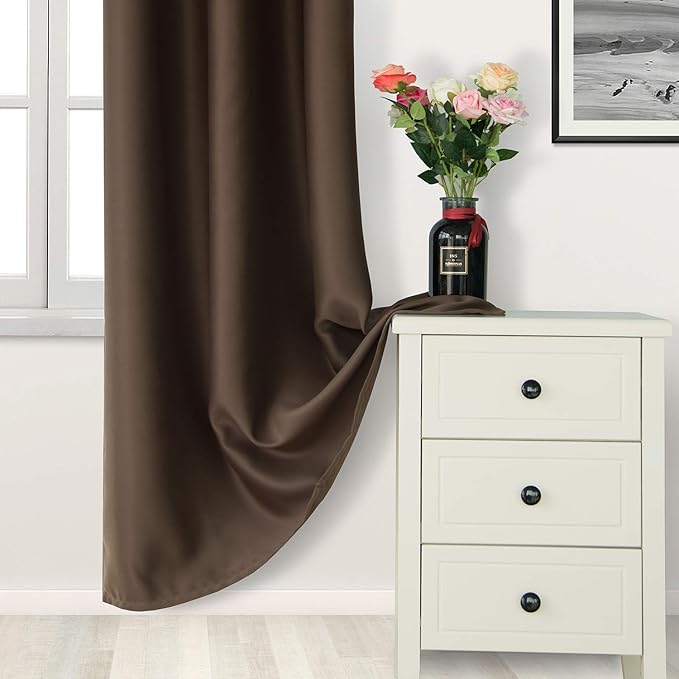 DWCN Brown Blackout Curtains for Living Room, Room Darkening Thermal Insulated - Image 2