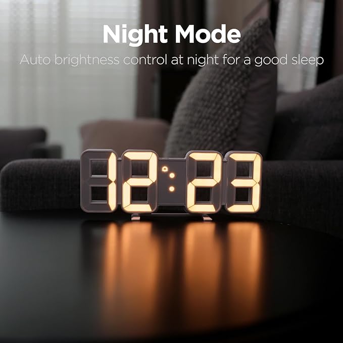 mooas 3D Pure mini White Gold LED Clock - Image 5