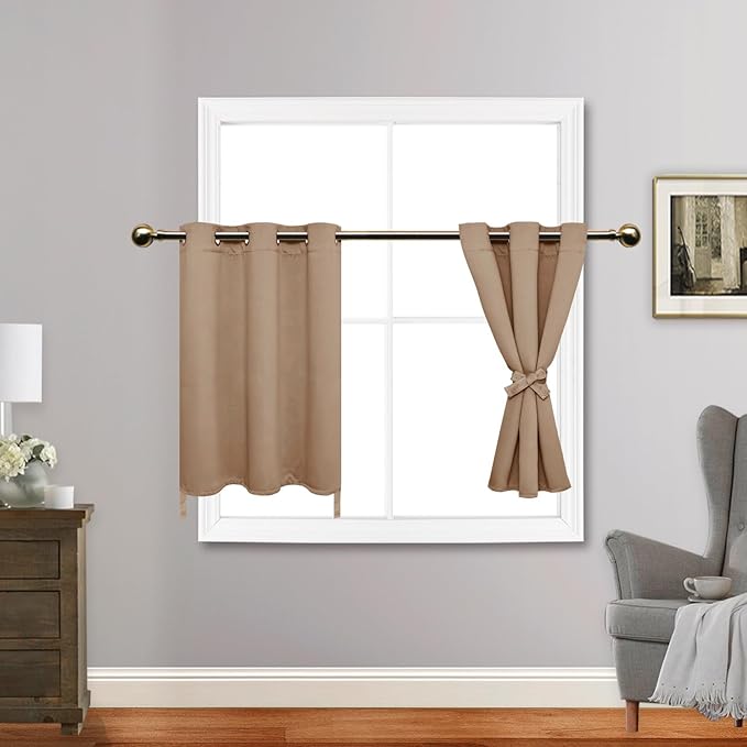 JIUZHEN Short Curtains Kitchen Half Window Blackout Curtains - Image 2