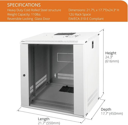 Tecmojo 12U Wall Mount Rack Network Cabinet - Image 2