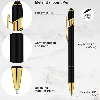 LINFANC 12 Pack Black Gold Ballpoint Pen - Image 2