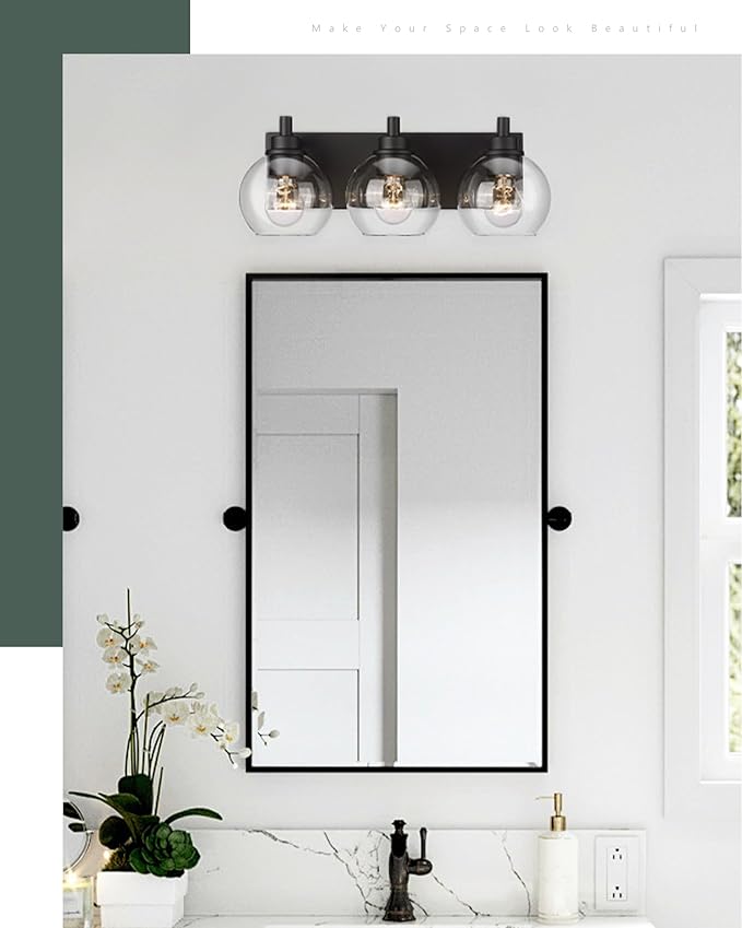 METWET Bathroom Light Fixtures, 3-Light Matte Black Vanity Light, Modern Wall - Image 6