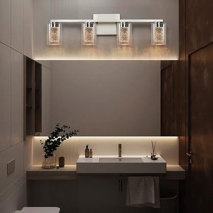 SADENICEL 4-Light Bathroom Light Fixtures, Brushed Nickel, Dimmable LED - Image 6