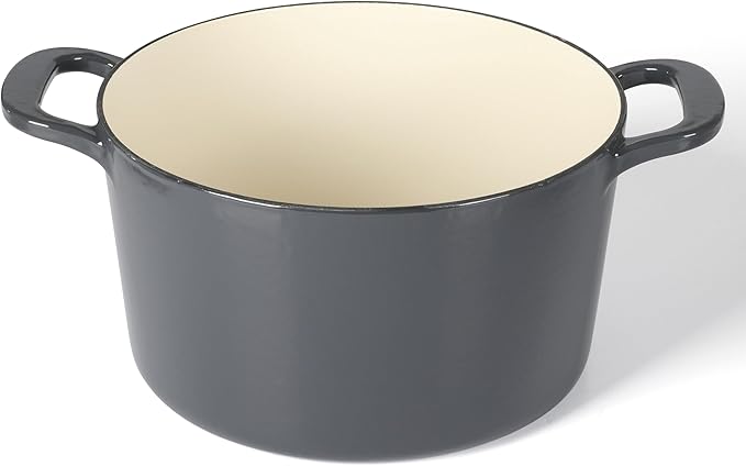 Martha Stewart Gatwick 7 QT Enamel Cast Iron Dutch Oven – Gray, Durable - Image 6