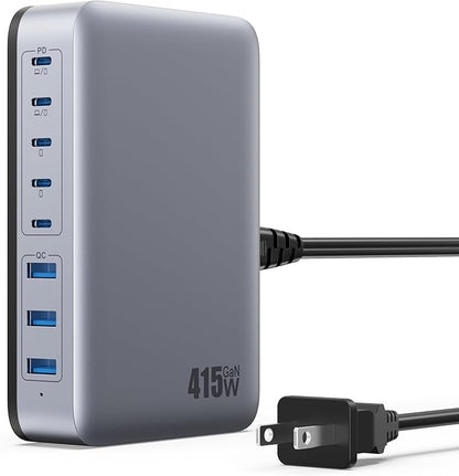 USB C Charger 415W USB C Charger Block, 8-Ports GaN IV Fast Charging Station Hub by Kioson