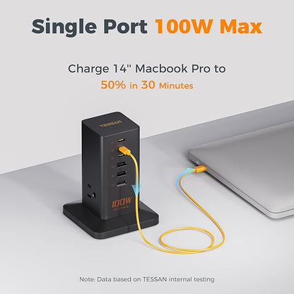 Charging Station PD 100W, TESSAN 9-in-1 USB C Power Strip - Image 2