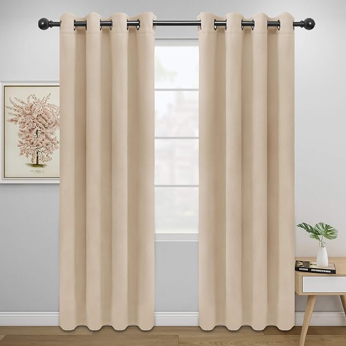 Easy-Going Blackout Curtains for Bedroom, Solid Thermal Insulated Grommet and by Easy-Going