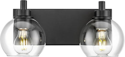 METWET Bathroom Light Fixtures, 2 Light Matte Black Vanity Light, Modern Wall by Metwet