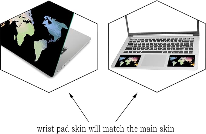 Laptop Skin Sticker Decal, Decorative Removable, Colorful Map - Image 2