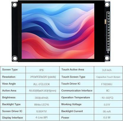 Hosyond 3.2 inch 240x320 IPS Capacitive Touch Screen LCD Module SPI Serial - Image 3