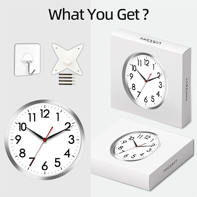 AKCISOT Wall Clock 12 Inch Silent Wall Clocks Battery Operated Non Ticking - Image 7